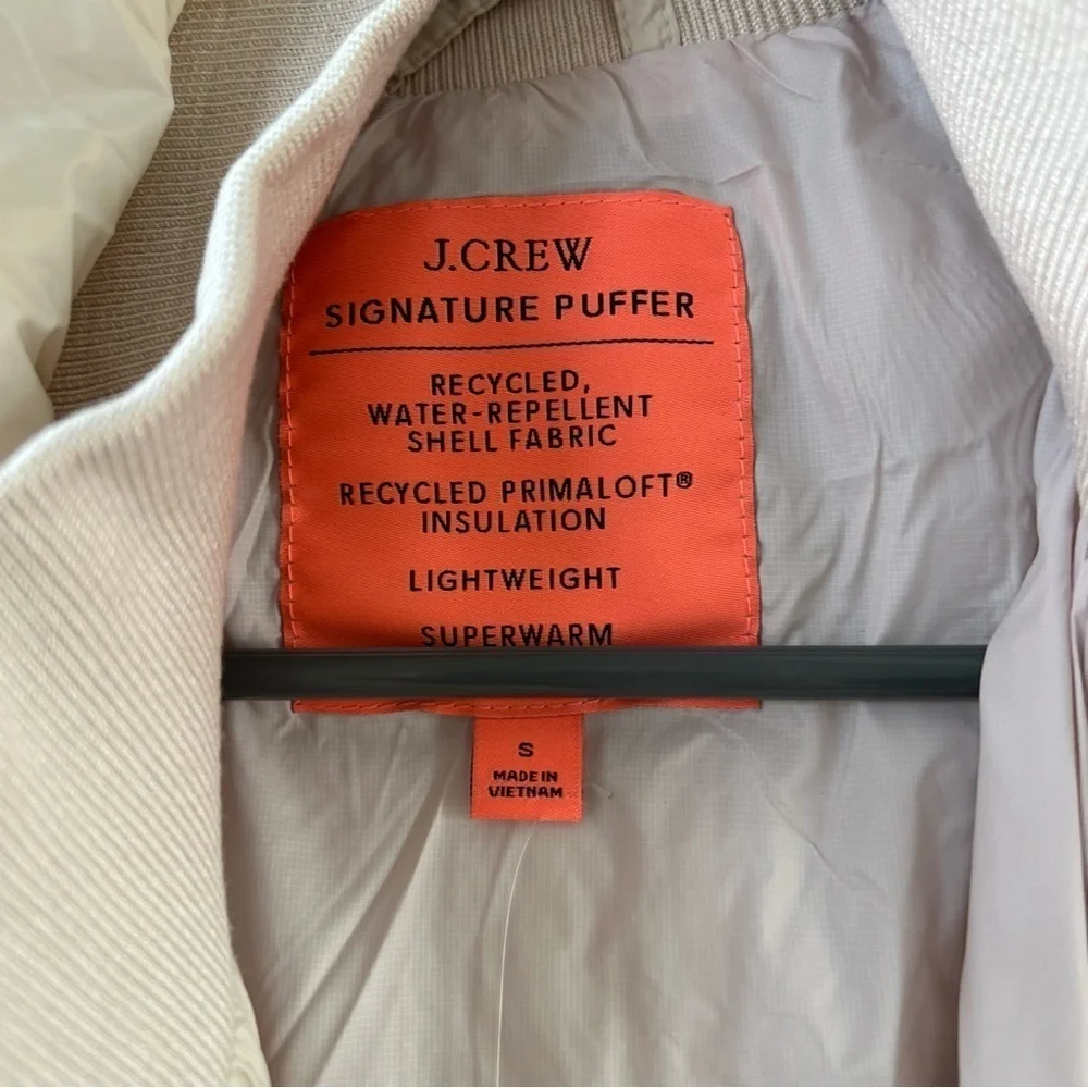 NWT! J. Crew Lightweight cinched-waist Signature Puffer Jacket - Color: Bone